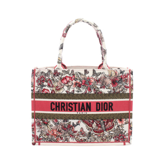 BOOK TOTE ブックトート ミディアム ハンドバッグ トートバッグ キャンバス ホワイト ピンク マルチカラー クリスチャンディオール バッグ Christian Dior