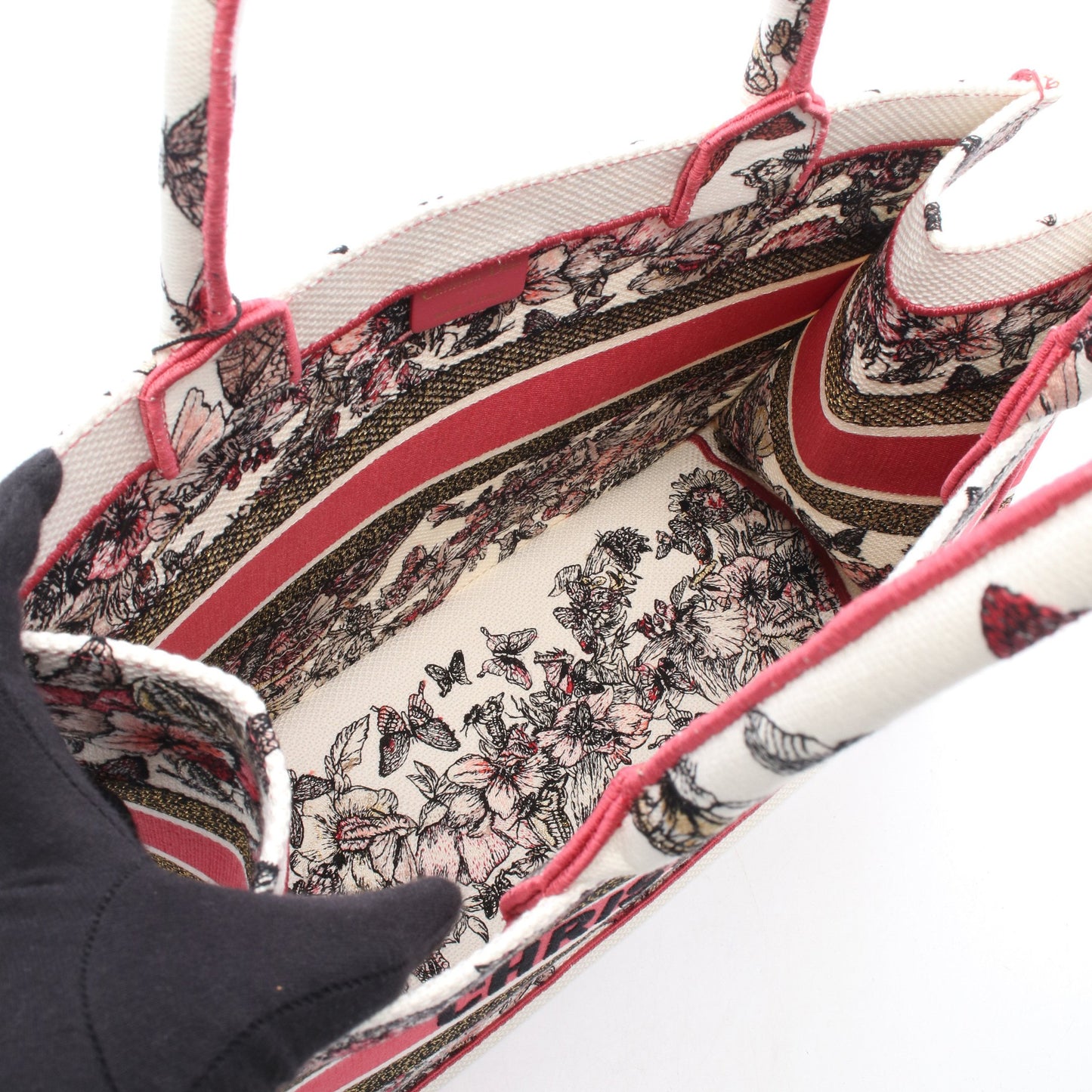 BOOK TOTE ブックトート ミディアム ハンドバッグ トートバッグ キャンバス ホワイト ピンク マルチカラー クリスチャンディオール