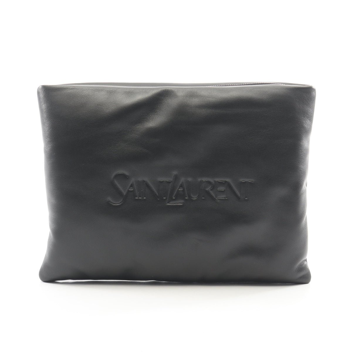パフィー ポーチ クラッチバッグ レザー ブラック サンローランパリ バッグ SAINT LAURENT PARIS