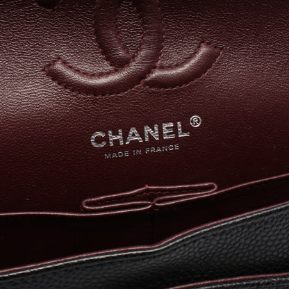 マトラッセ Wフラップ Wチェーンショルダーバッグ キャビアスキン ブラック シルバー金具 シャネル バッグ CHANEL