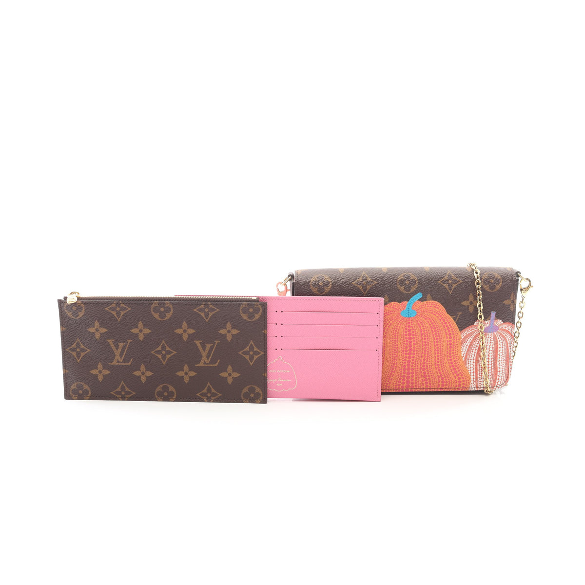 LV × YK ポシェット フェリシー モノグラム 草間彌生 チェーンウォレット PVC レザー ブラウン マルチカラー ルイヴィトン バッグ LOUIS VUITTON