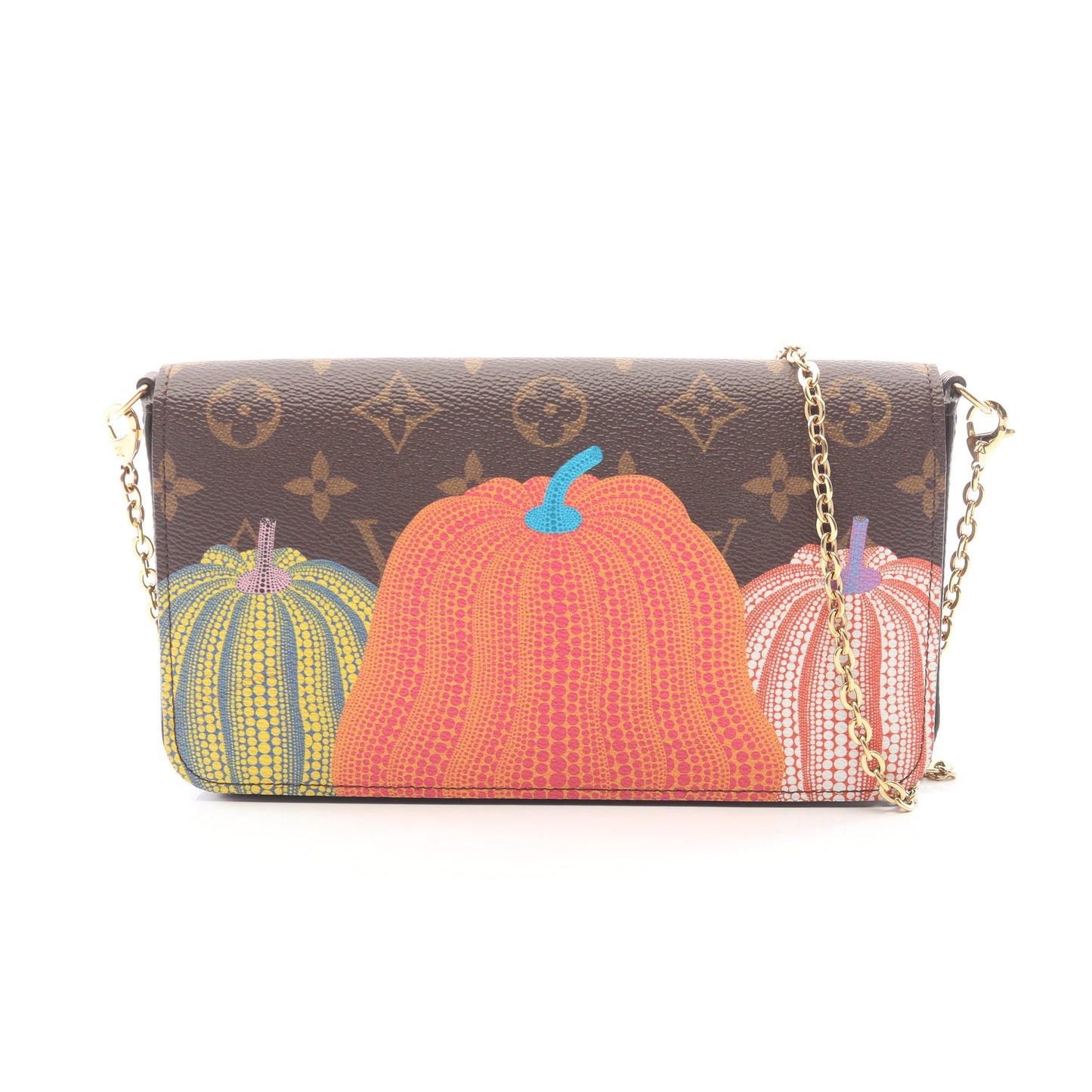 LV × YK ポシェット フェリシー モノグラム 草間彌生 チェーンウォレット PVC レザー ブラウン マルチカラー ルイヴィトン バッグ LOUIS VUITTON