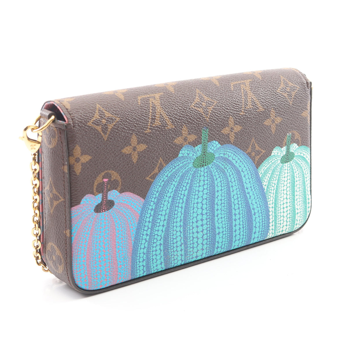 LV × YK ポシェット フェリシー モノグラム 草間彌生 チェーンウォレット PVC レザー ブラウン マルチカラー ルイヴィトン バッグ LOUIS VUITTON