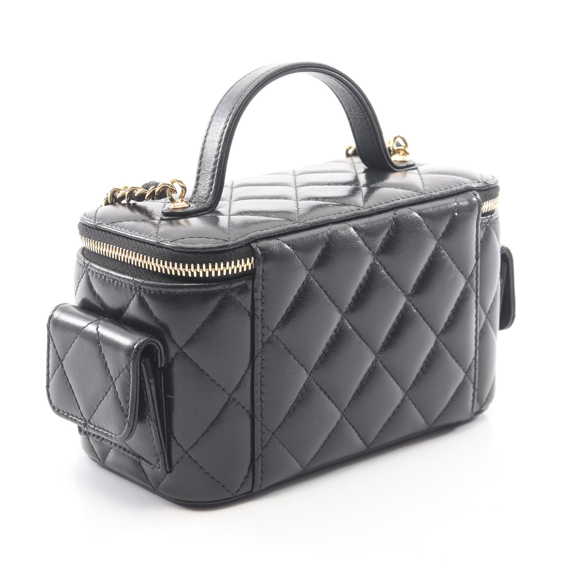 マトラッセ バニティバッグ チェーンショルダーバッグ キャビアスキン ブラック ゴールド金具 シャネル バッグ CHANEL