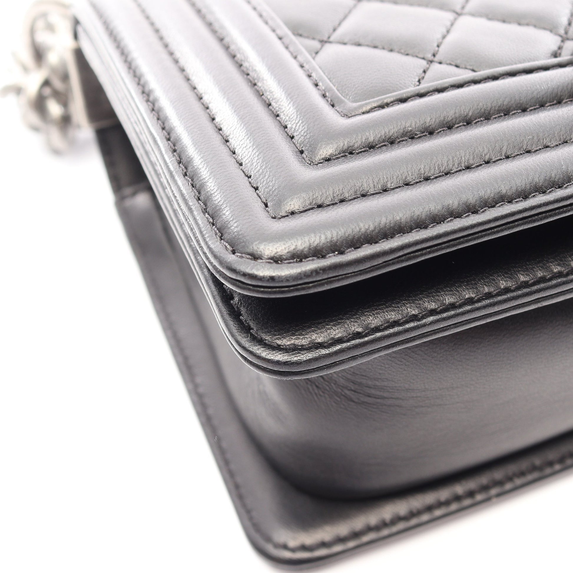 ボーイシャネル スモール チェーンショルダーバッグ ラムスキン ブラック シルバー金具 シャネル バッグ CHANEL