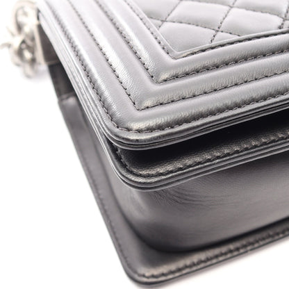 ボーイシャネル スモール チェーンショルダーバッグ ラムスキン ブラック シルバー金具 シャネル バッグ CHANEL