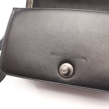 ボーイシャネル スモール チェーンショルダーバッグ ラムスキン ブラック シルバー金具 シャネル バッグ CHANEL