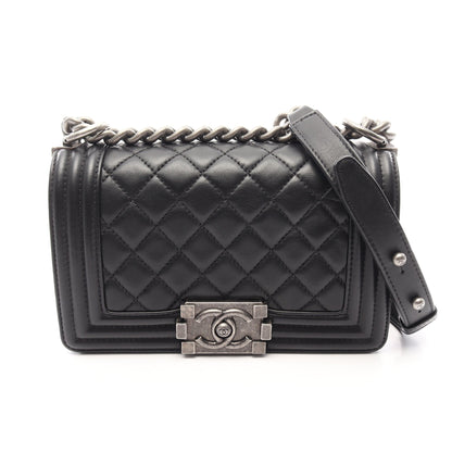 ボーイシャネル スモール チェーンショルダーバッグ ラムスキン ブラック シルバー金具 シャネル バッグ CHANEL