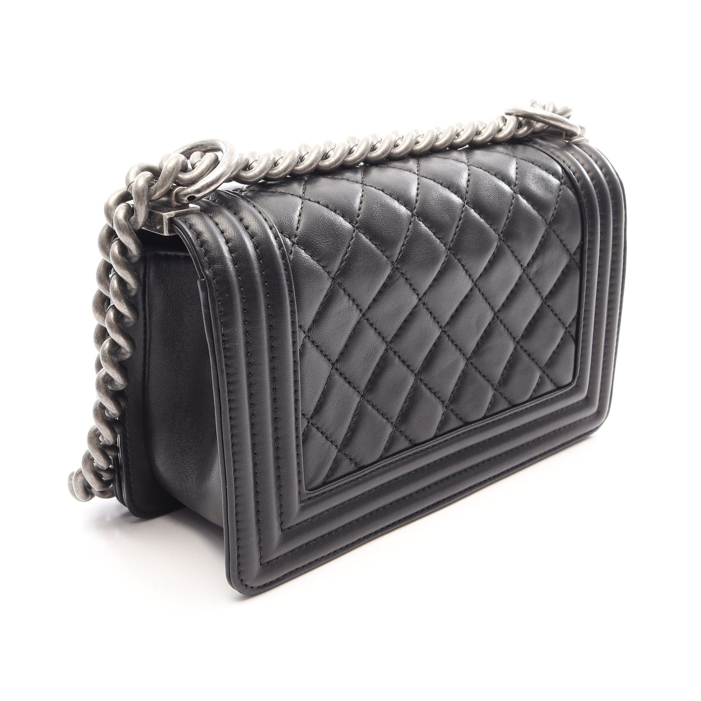 ボーイシャネル スモール チェーンショルダーバッグ ラムスキン ブラック シルバー金具 シャネル バッグ CHANEL