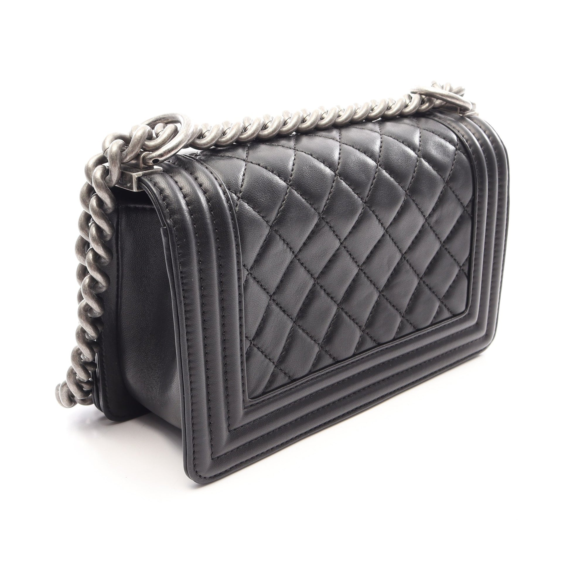 ボーイシャネル スモール チェーンショルダーバッグ ラムスキン ブラック シルバー金具 シャネル バッグ CHANEL