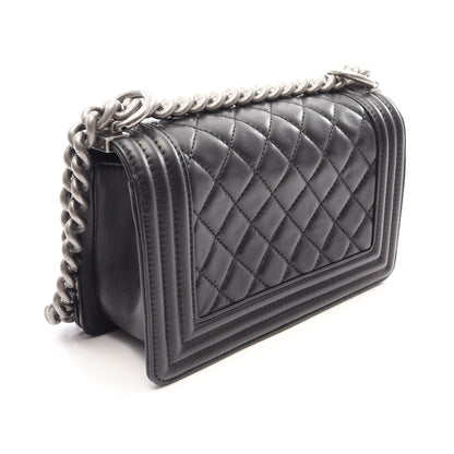 ボーイシャネル スモール チェーンショルダーバッグ ラムスキン ブラック シルバー金具 シャネル バッグ CHANEL