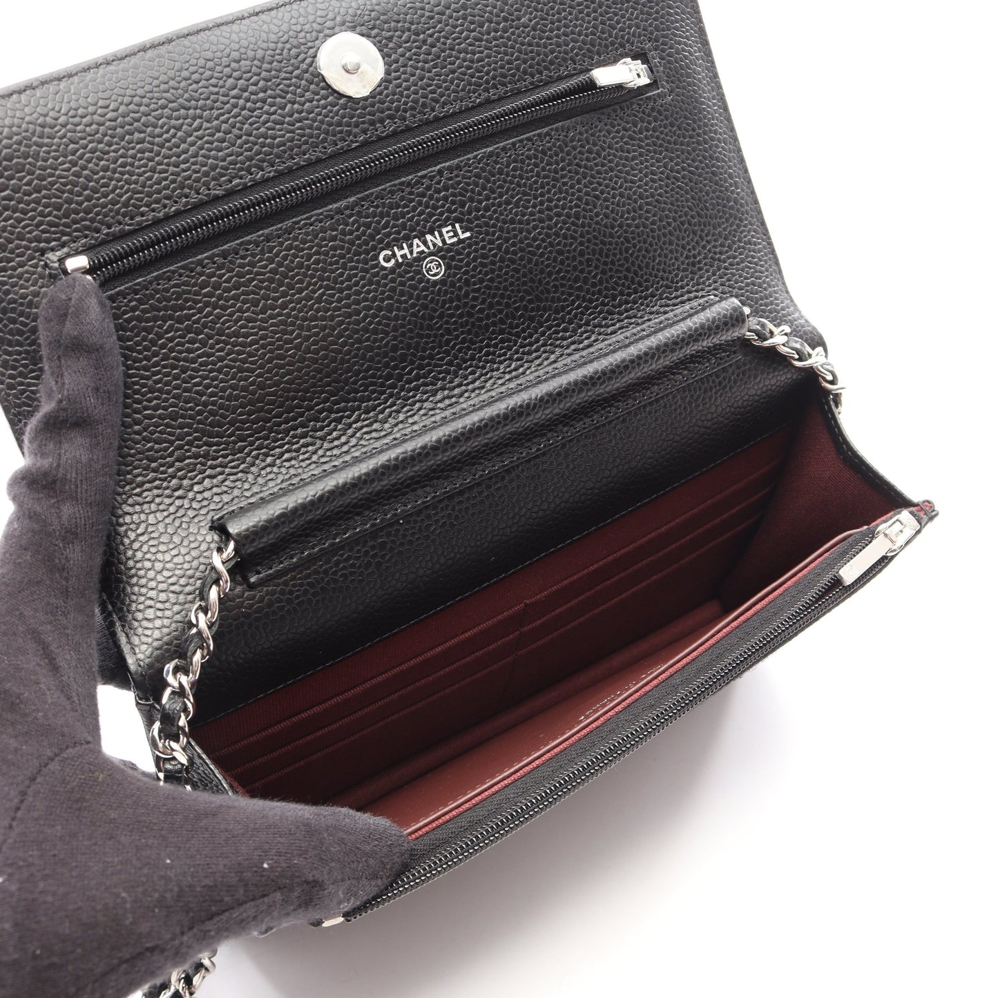 マトラッセ チェーンウォレット キャビアスキン ブラック シルバー金具 シャネル バッグ CHANEL