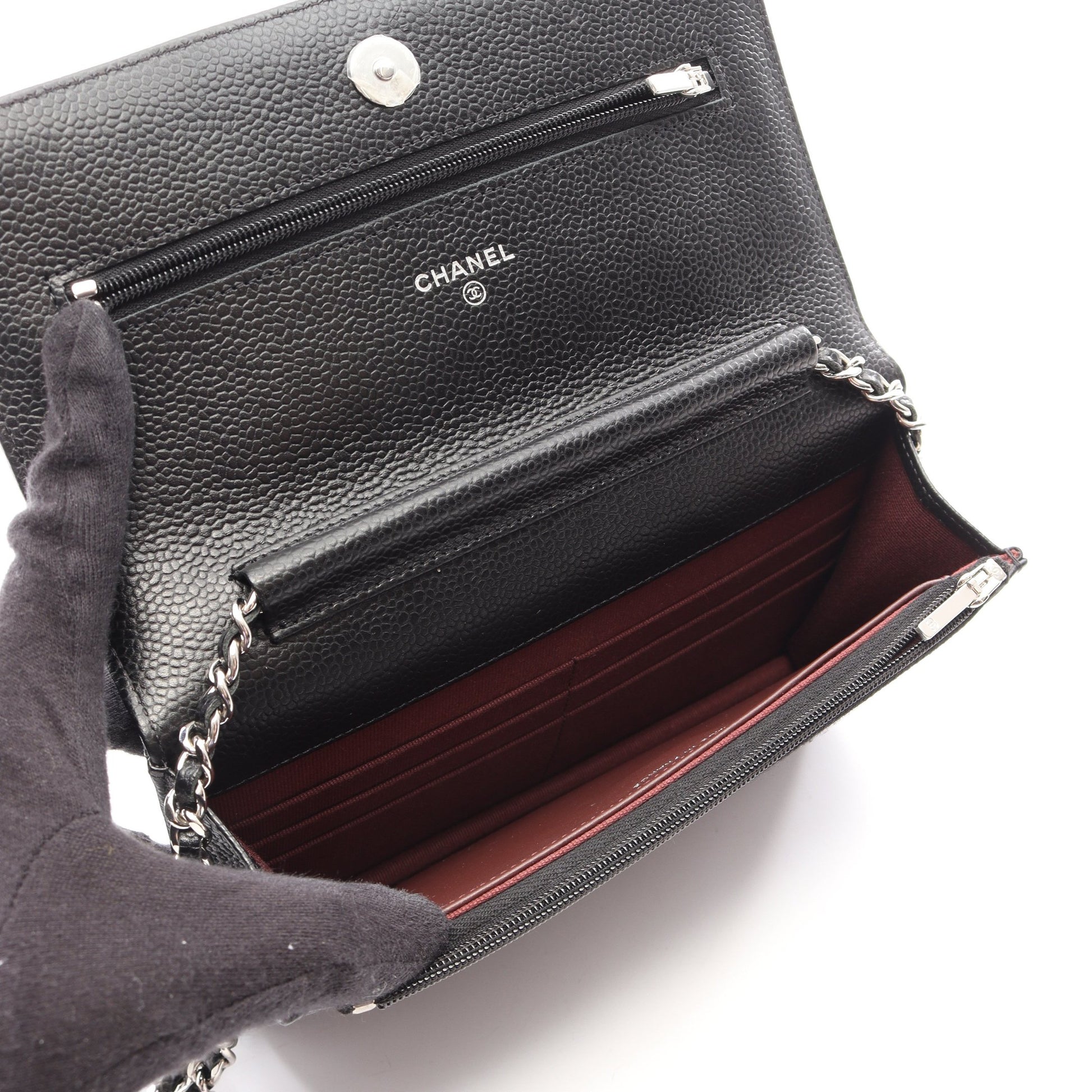 マトラッセ チェーンウォレット キャビアスキン ブラック シルバー金具 シャネル バッグ CHANEL