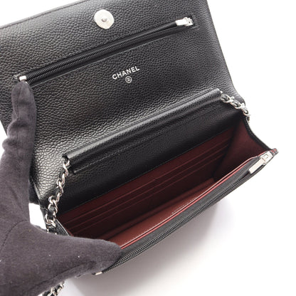 マトラッセ チェーンウォレット キャビアスキン ブラック シルバー金具 シャネル バッグ CHANEL