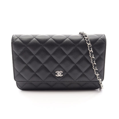 マトラッセ チェーンウォレット キャビアスキン ブラック シルバー金具 シャネル バッグ CHANEL