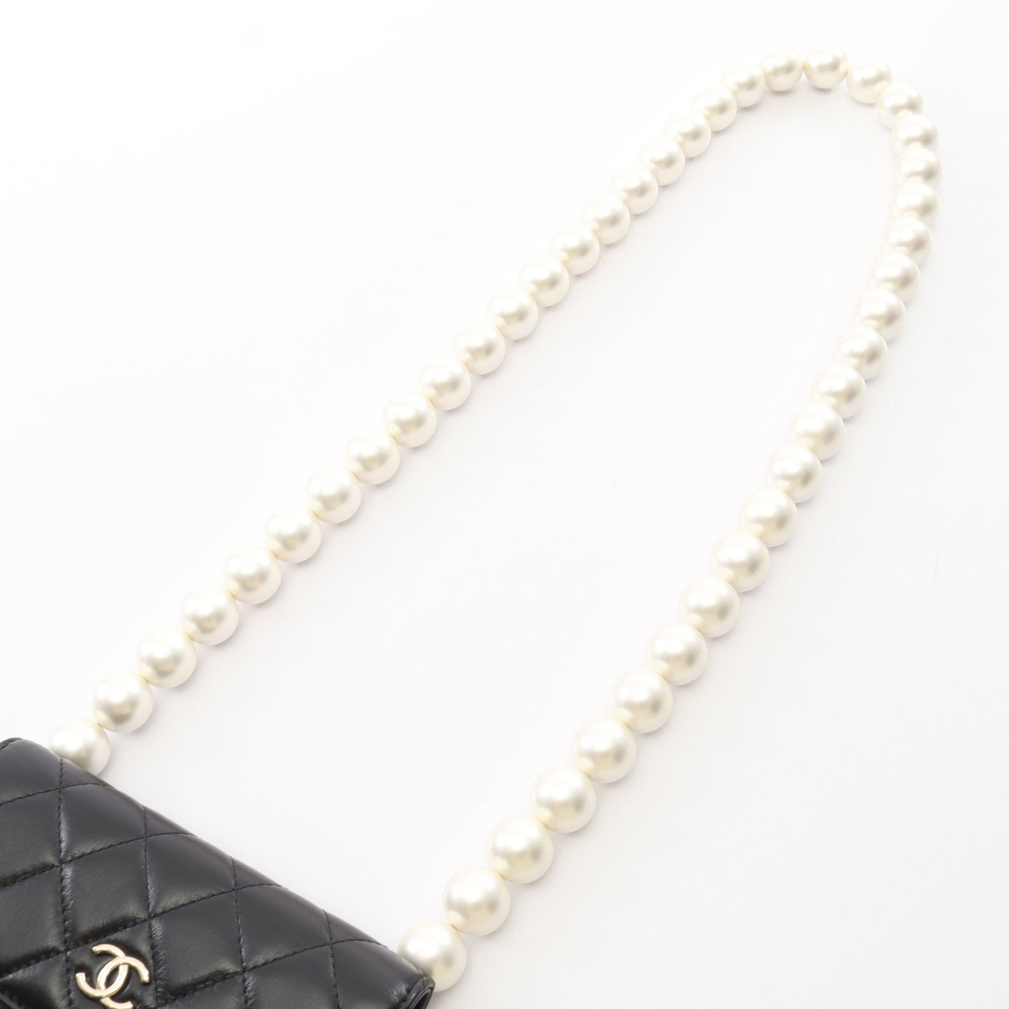 マトラッセ パールチェーン ショルダーウォレット ラムスキン ブラック ゴールド金具 シャネル バッグ CHANEL