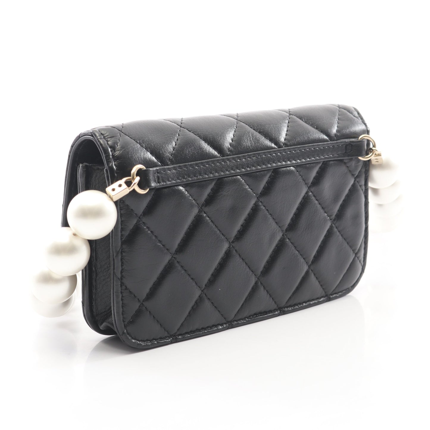 マトラッセ パールチェーン ショルダーウォレット ラムスキン ブラック ゴールド金具 シャネル バッグ CHANEL