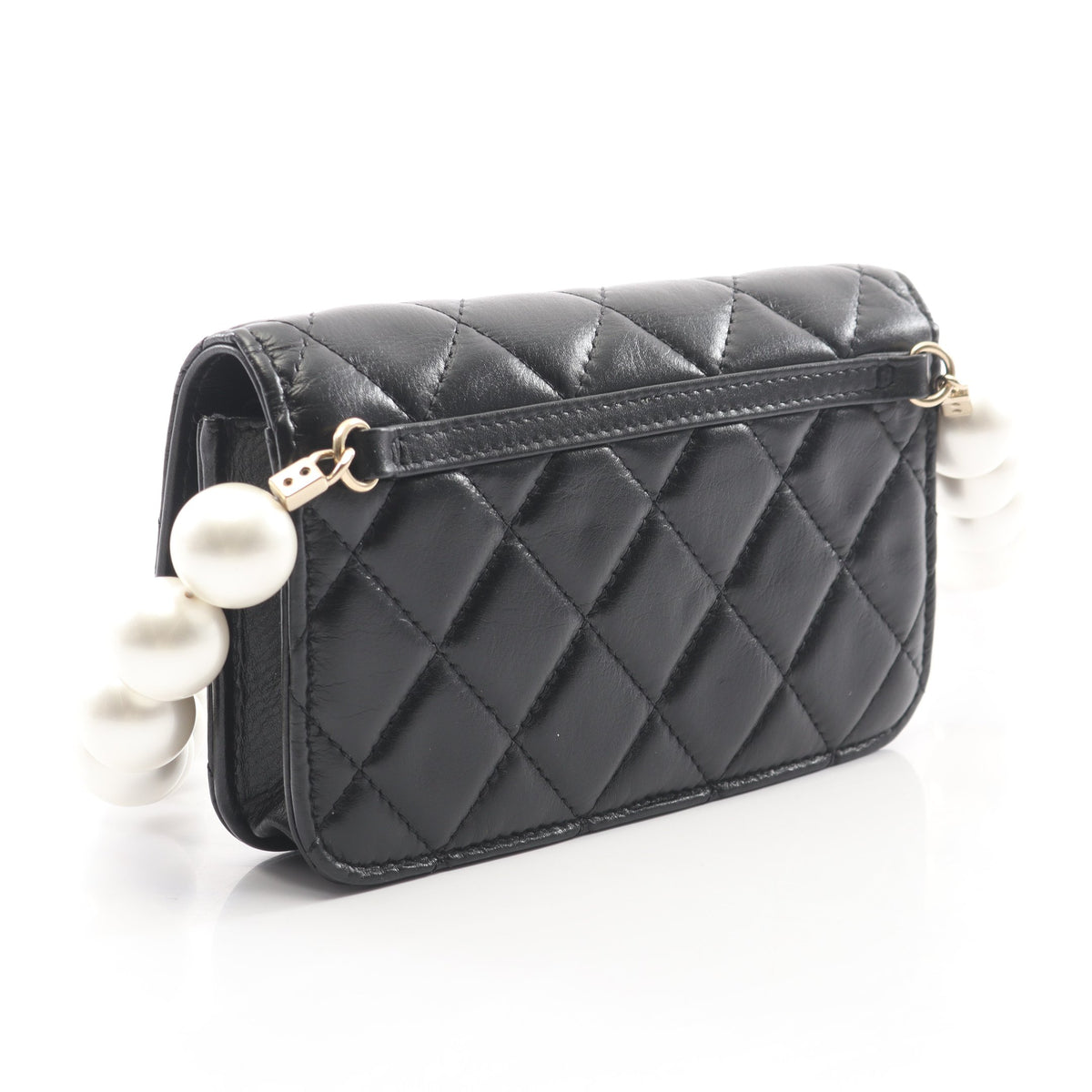 マトラッセ パールチェーン ショルダーウォレット ラムスキン ブラック ゴールド金具 シャネル バッグ CHANEL