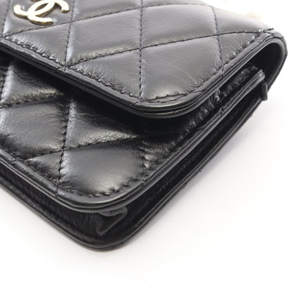 マトラッセ パールチェーン ショルダーウォレット ラムスキン ブラック ゴールド金具 シャネル バッグ CHANEL