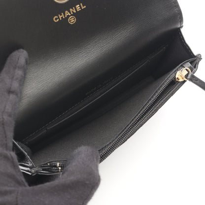 マトラッセ パールチェーン ショルダーウォレット ラムスキン ブラック ゴールド金具 シャネル バッグ CHANEL