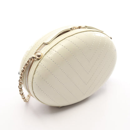 LA PAUSA シェブロン Vステッチ チェーンショルダーバッグ レザー ベージュ マルチカラー ゴールド金具 シャネル バッグ CHANEL