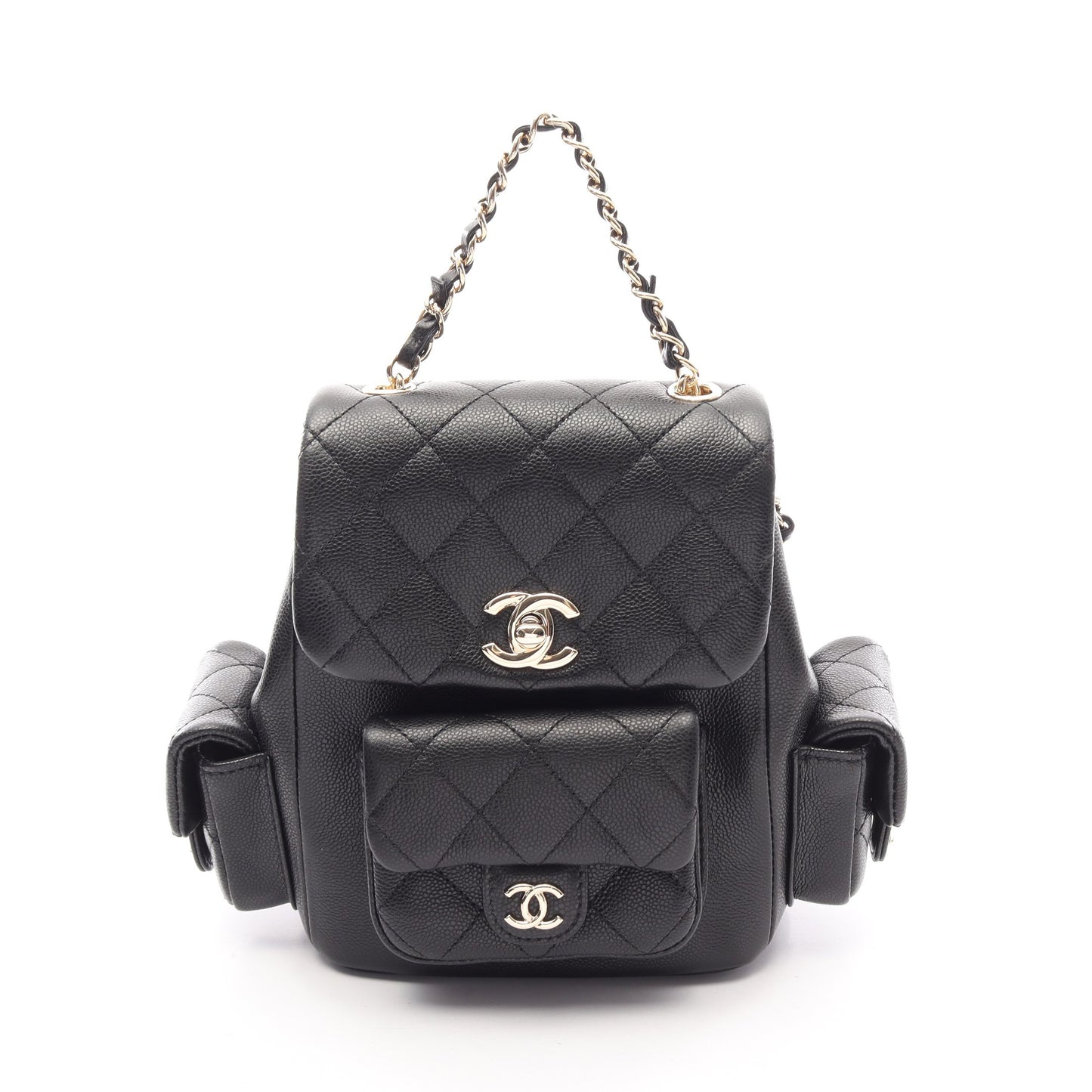 マトラッセ バックパック リュックサック キャビアスキン ブラック ゴールド金具 シャネル バッグ CHANEL