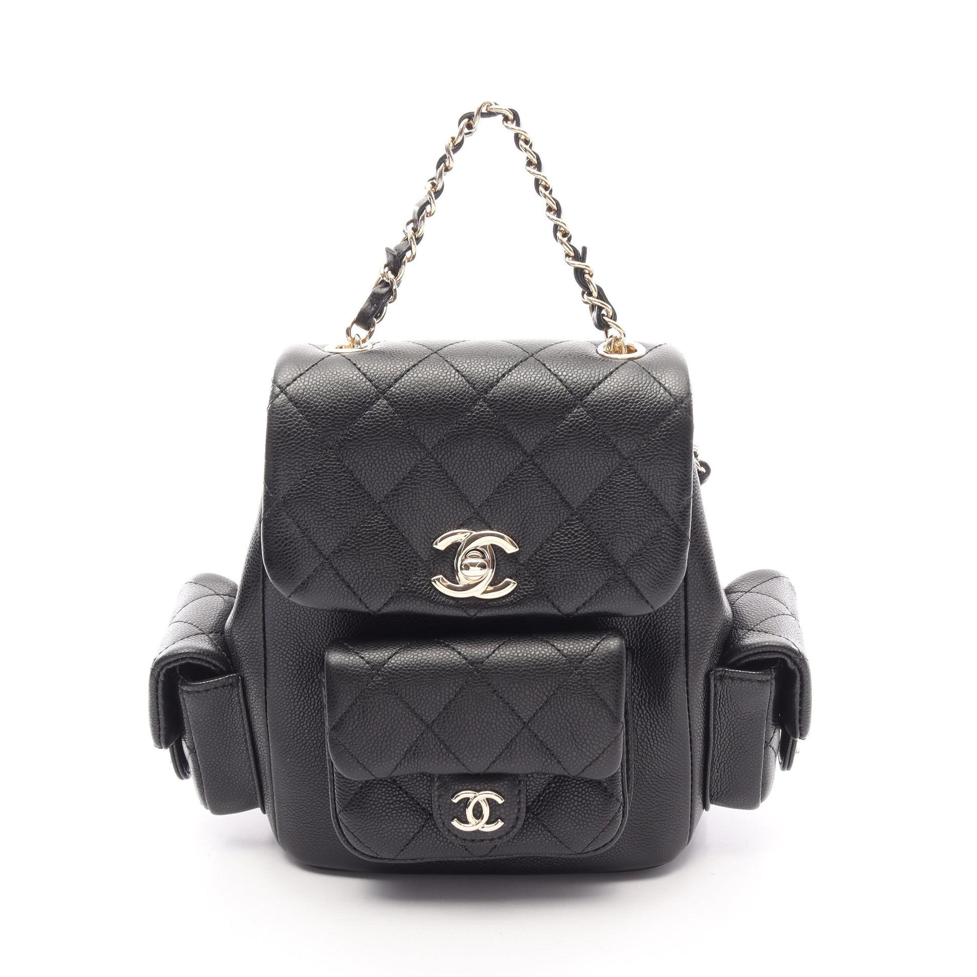 マトラッセ バックパック リュックサック キャビアスキン ブラック ゴールド金具 シャネル バッグ CHANEL