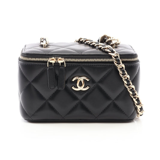 マトラッセ バニティ コンビ金具 チェーンショルダーバッグ ラムスキン ブラック シャネル バッグ CHANEL