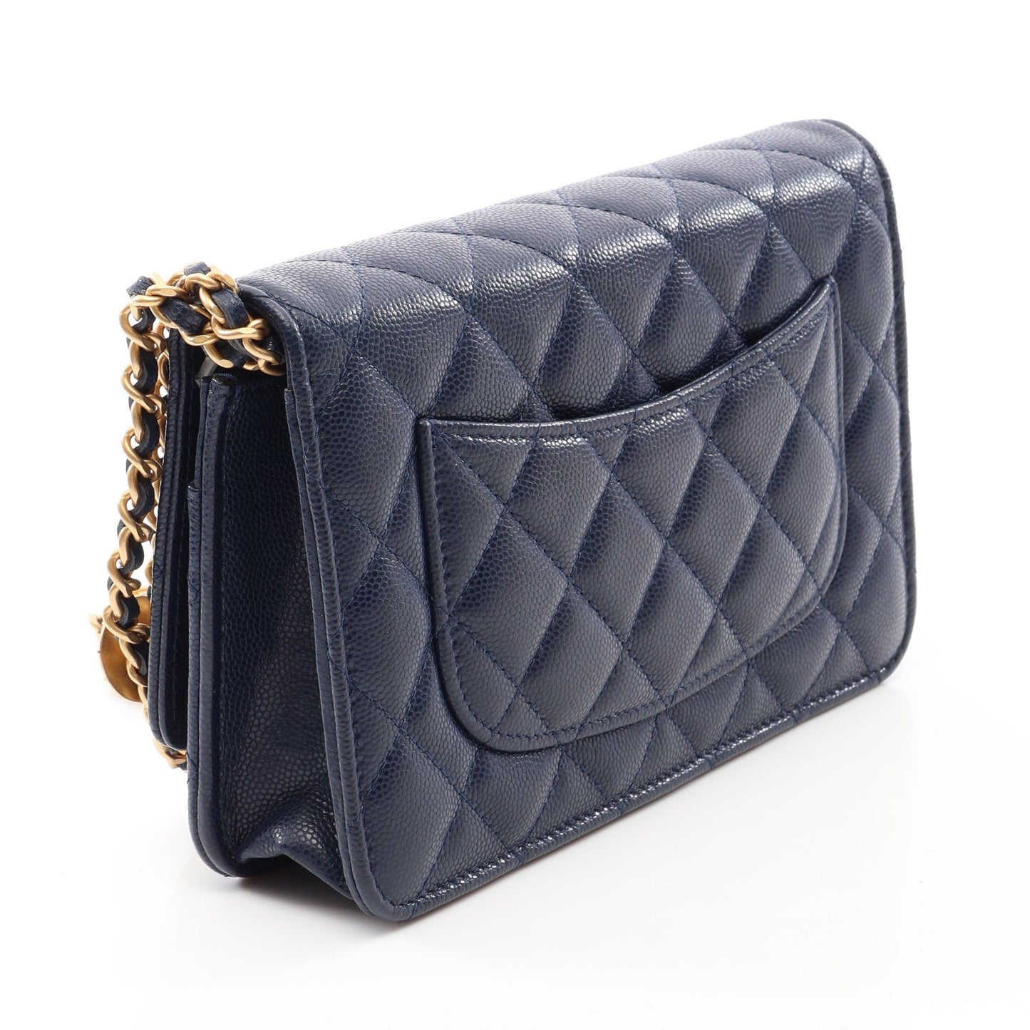 マトラッセ チェーンウォレット キャビアスキン ネイビー ゴールド金具 シャネル バッグ CHANEL