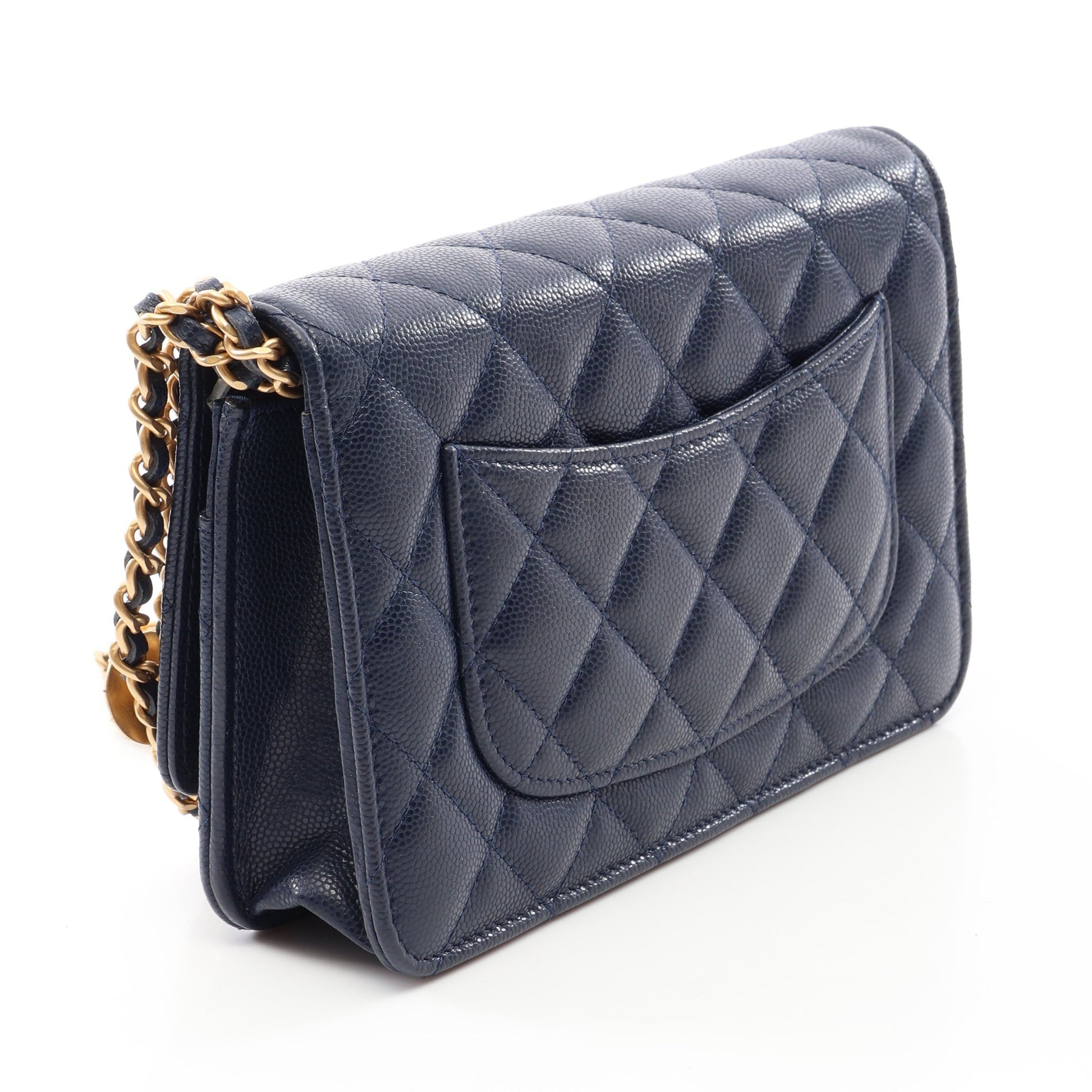 マトラッセ チェーンウォレット キャビアスキン ネイビー ゴールド金具 シャネル バッグ CHANEL