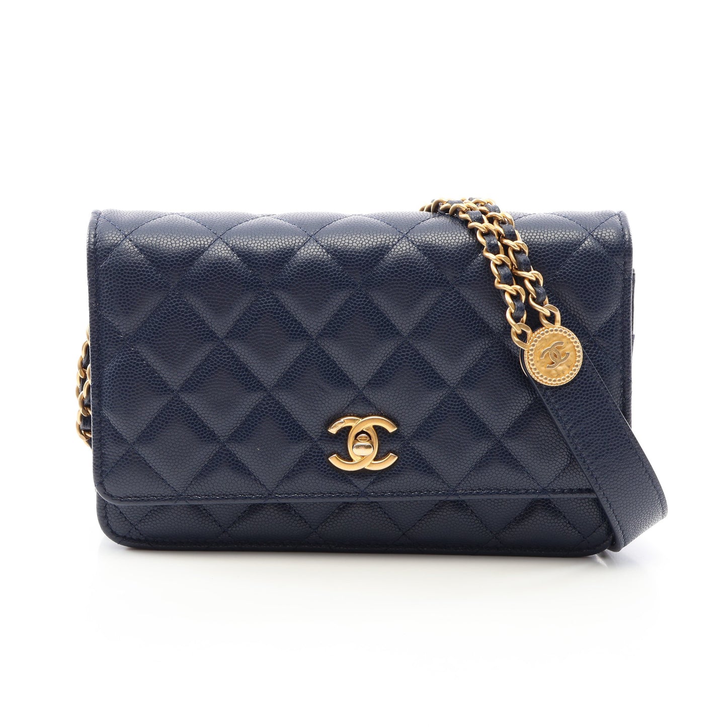 マトラッセ チェーンウォレット キャビアスキン ネイビー ゴールド金具 シャネル バッグ CHANEL