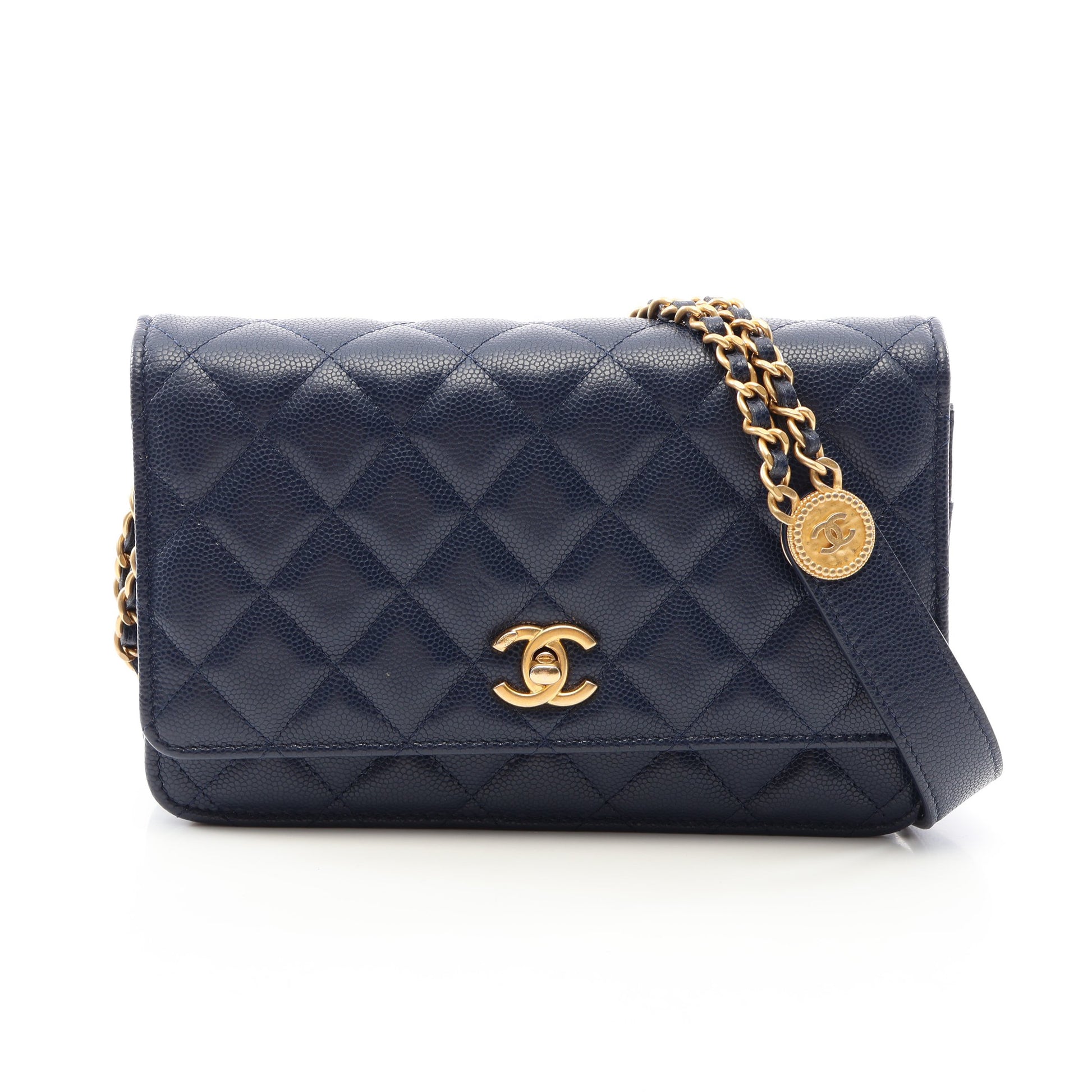 マトラッセ チェーンウォレット キャビアスキン ネイビー ゴールド金具 シャネル バッグ CHANEL