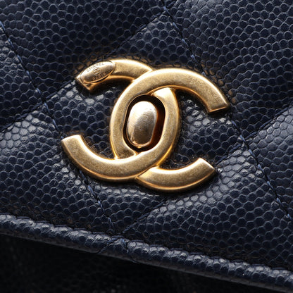 マトラッセ チェーンウォレット キャビアスキン ネイビー ゴールド金具 シャネル バッグ CHANEL