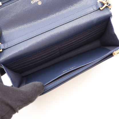 マトラッセ チェーンウォレット キャビアスキン ネイビー ゴールド金具 シャネル バッグ CHANEL