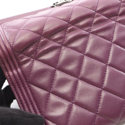 ボーイシャネル 二つ折り長財布 ラムスキン パープル シルバー金具 シャネル