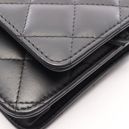 マトラッセ チェーンウォレット ラムスキン ブラック ゴールド金具 シャネル