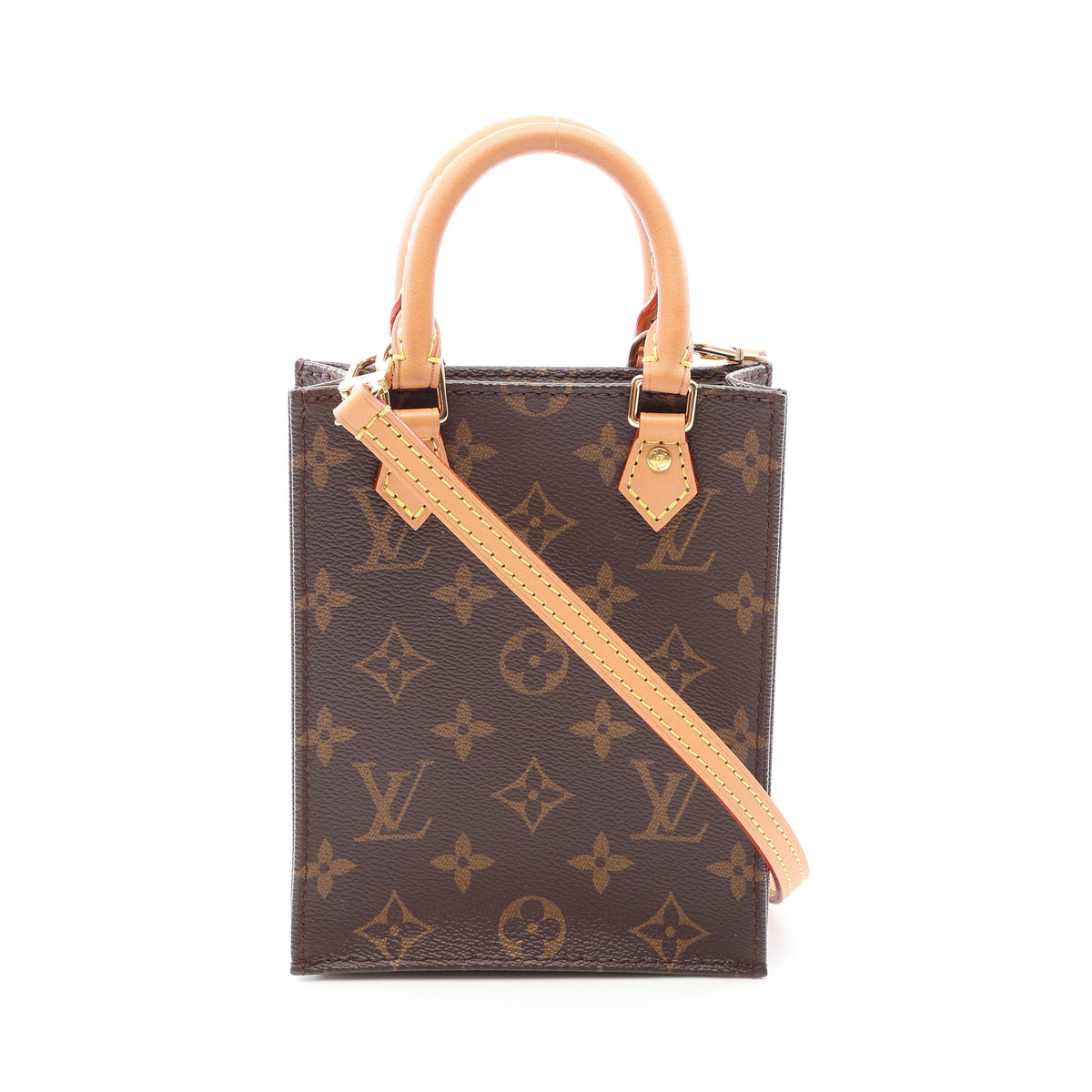 プティット サックプラ モノグラム 2WAY ハンドバッグ PVC レザー ブラウン ルイヴィトン バッグ LOUIS VUITTON