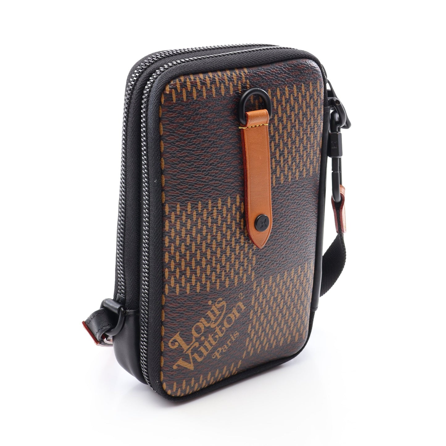 LOUIS VUITTON × NIGO ダブルフォンポーチ ショルダーバッグ PVC レザー ブラウン マルチカラー ルイヴィトン