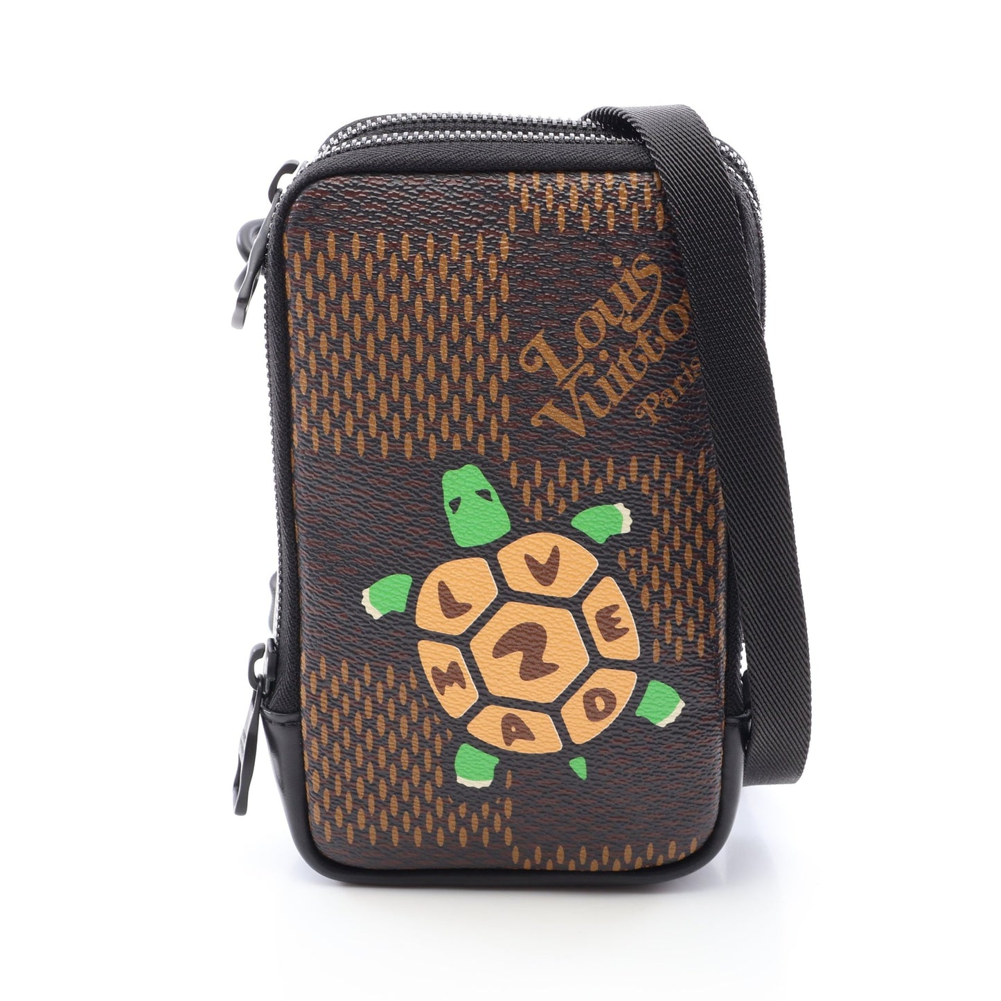 LOUIS VUITTON × NIGO ダブルフォンポーチ ショルダーバッグ PVC レザー ブラウン マルチカラー ルイヴィトン