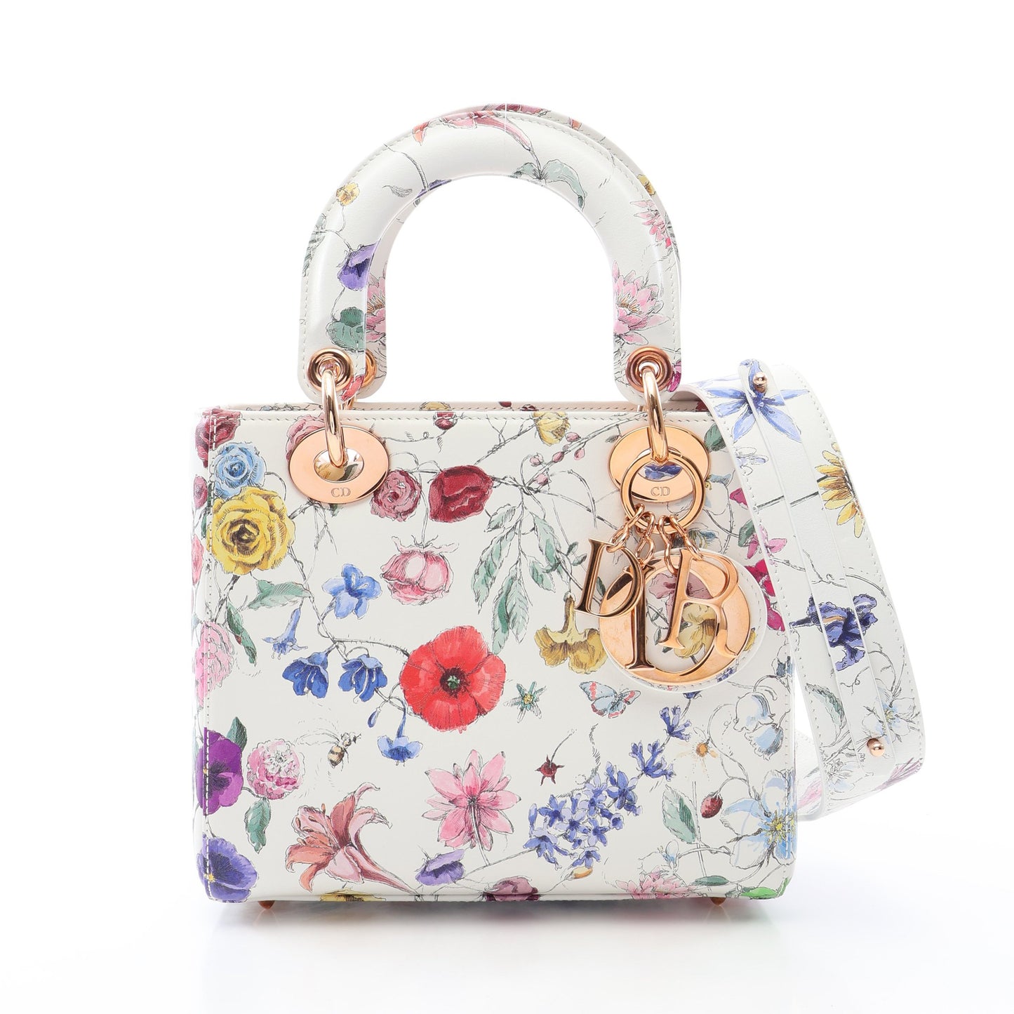 LADY DIOR MY ABCDIOR レディディオール スモール フロリレージョ 2WAY ハンドバッグ レザー ホワイト マルチカラー クリスチャンディオール