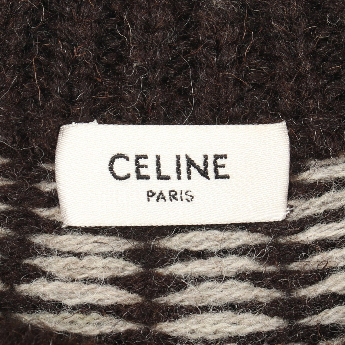 トリオンフ ノルディック柄 クルーネック ニット ウール ダークブラウン グレー セリーヌ トップス CELINE
