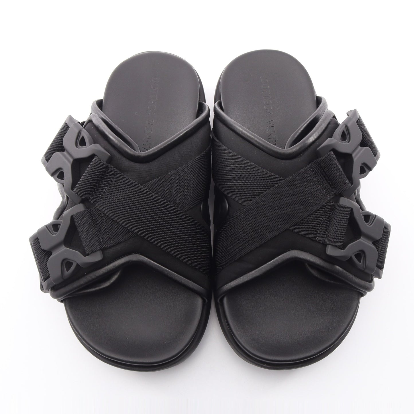 SNAP SLIDE SANDAL スライドサンダル レザー ファブリック ブラック ボッテガヴェネタ
