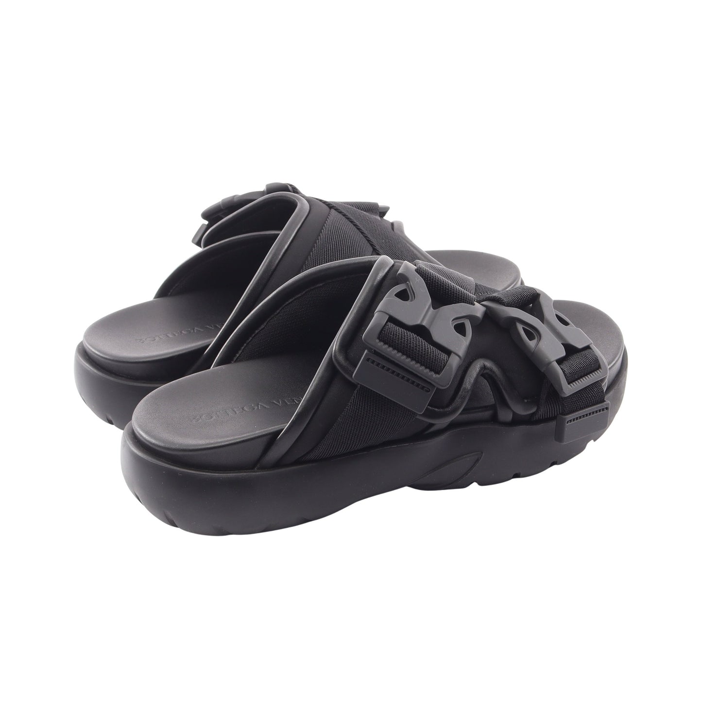 SNAP SLIDE SANDAL スライドサンダル レザー ファブリック ブラック ボッテガヴェネタ