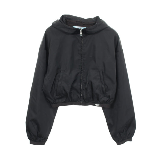 Re-Nylon クロップド フード付き ブルゾン ナイロン ブラック プラダ アウター PRADA