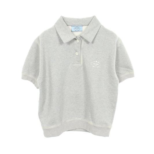 コットンフリース プレス ヴィンテージ加工 スウェット ポロシャツ コットン グレー プラダ トップス PRADA