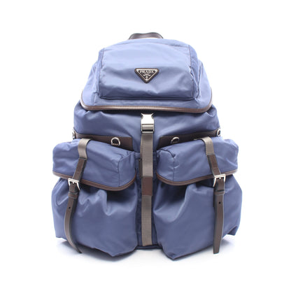 TESSUTO + VITELLO バックパック リュックサック ナイロン レザー ブルーグレー ダークブラウン プラダ バッグ PRADA