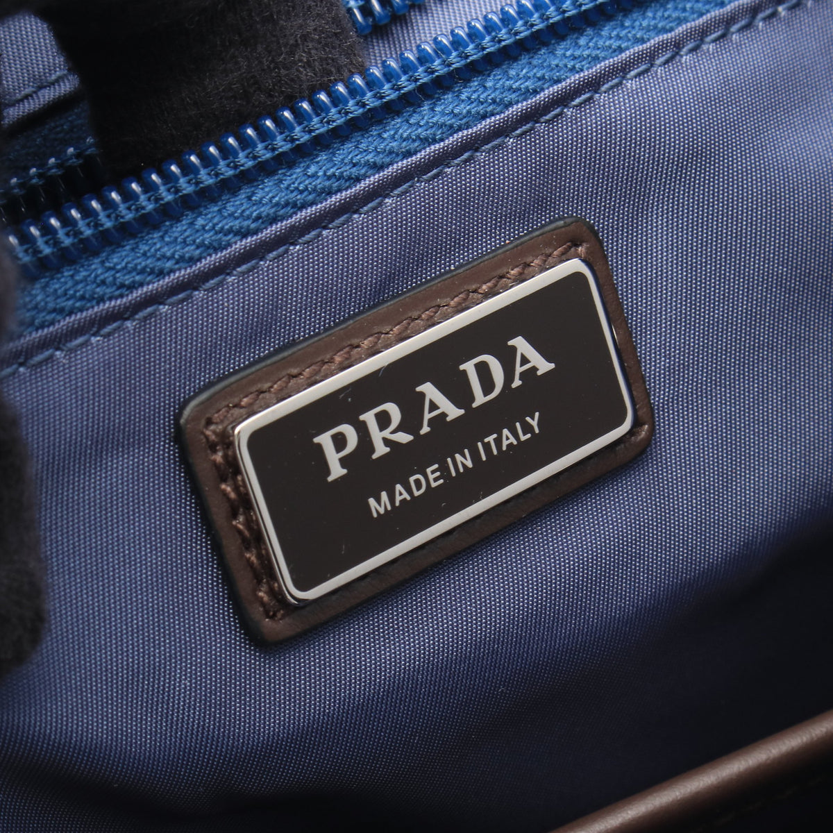TESSUTO + VITELLO バックパック リュックサック ナイロン レザー ブルーグレー ダークブラウン プラダ バッグ PRADA