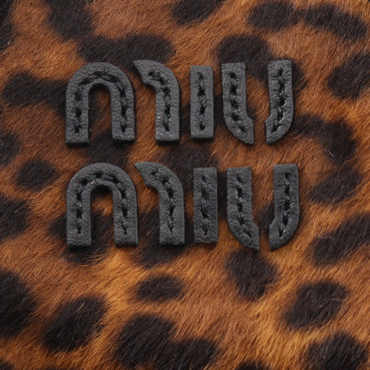 ドローストリング レオパード ショルダーバッグ ハラコ レザー ブラック ライトブラウン ミュウミュウ