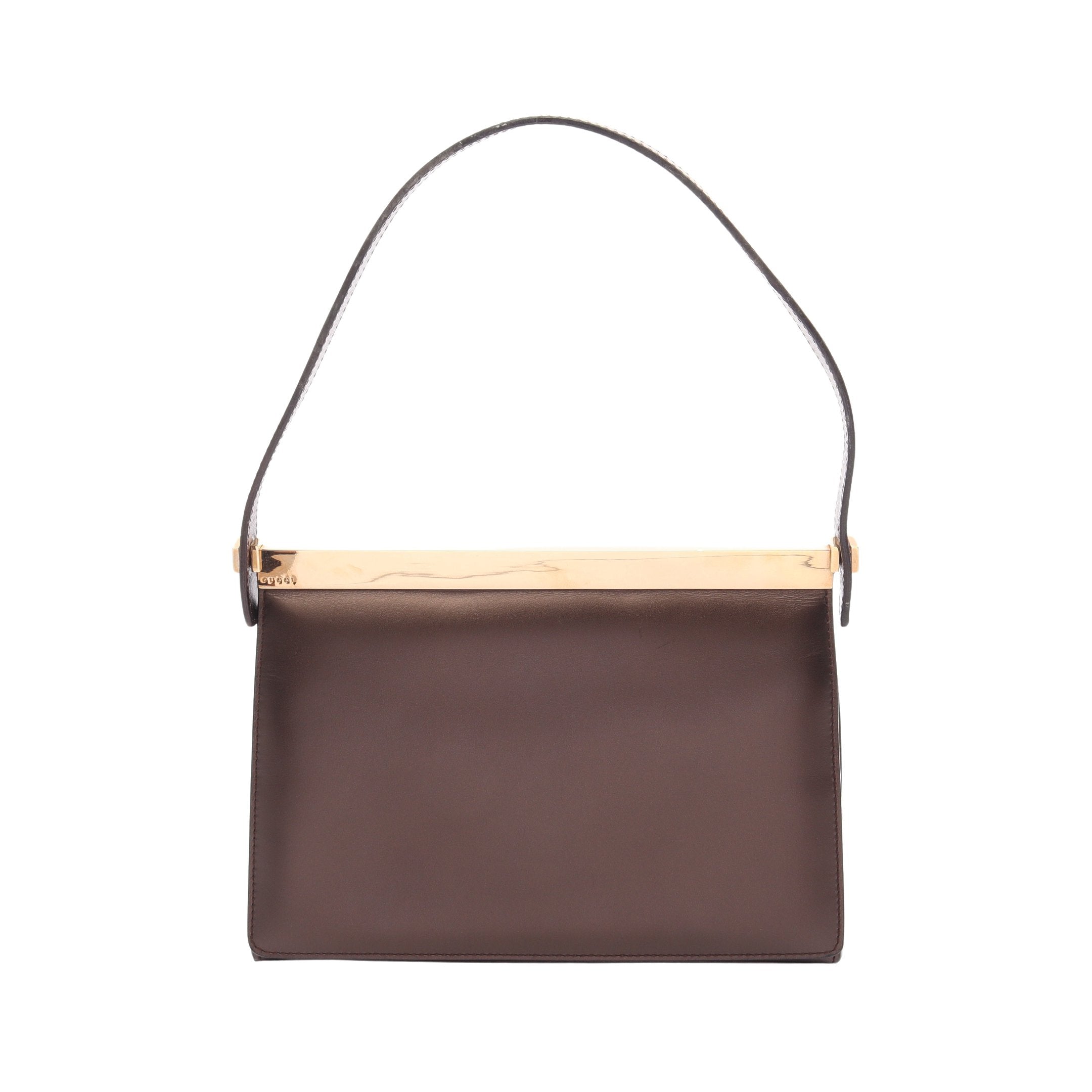 GUCCI グッチ シマ レザー ハンドバッグ ダークブラウン ハンドバッグ レザー ダークブラウン グッチ – RECLO
