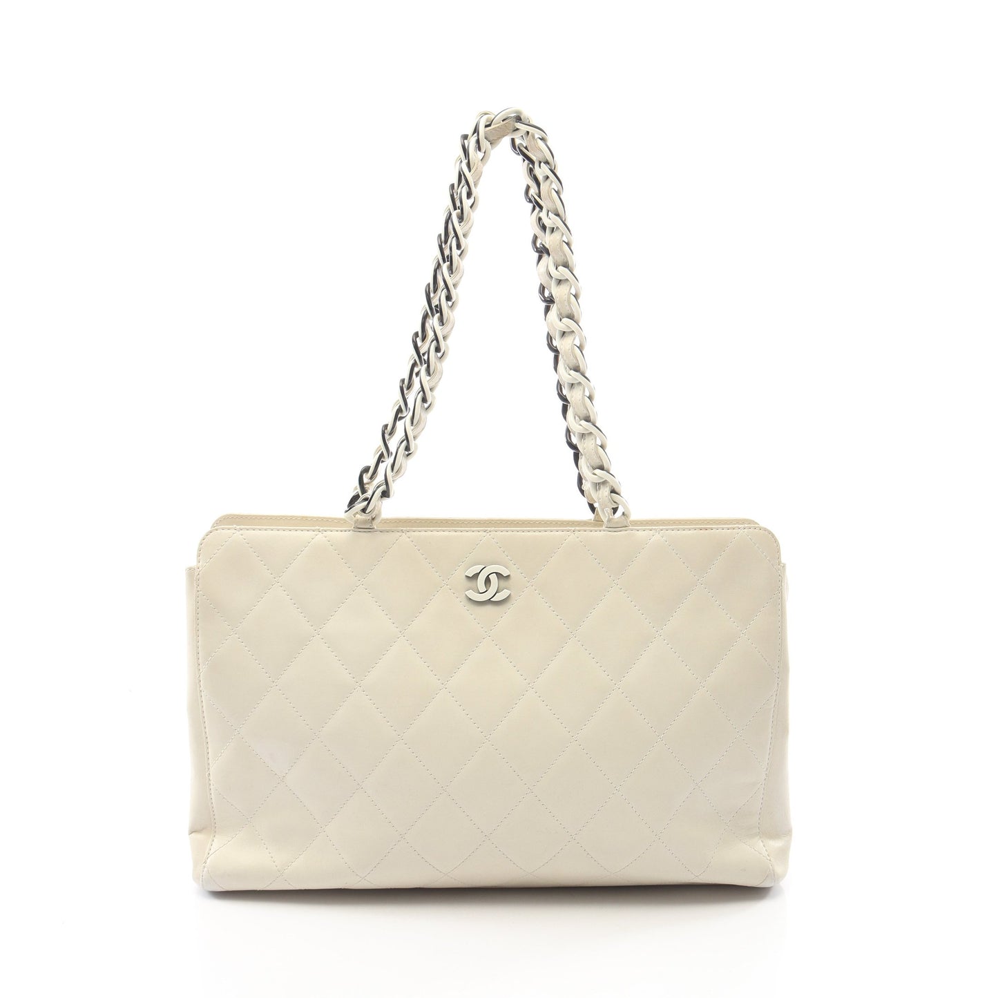 マトラッセ チェーンショルダーバッグ チェーントートバッグ レザー ホワイト シャネル バッグ CHANEL